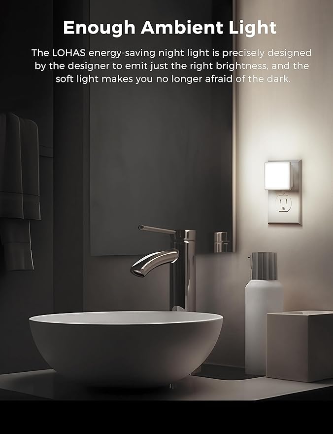 L LOHAS LED Night Lights Plug into Wall 2-Pack, 0.3W Plug in Night Light