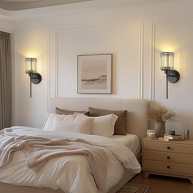 Crystal Battery Operated Wall Sconces, 12 Colors and 3CCT Dimmable Crystal Wall