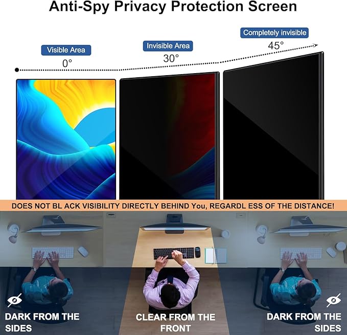 Pozlle 23 Inch Computer Privacy Screen Shield [2 Pack] for 16:9 Widescreen Desktop Monitor - Anti-Glare Blue Light Privacy Filter and Anti Spy Privacy Screen Protector Film