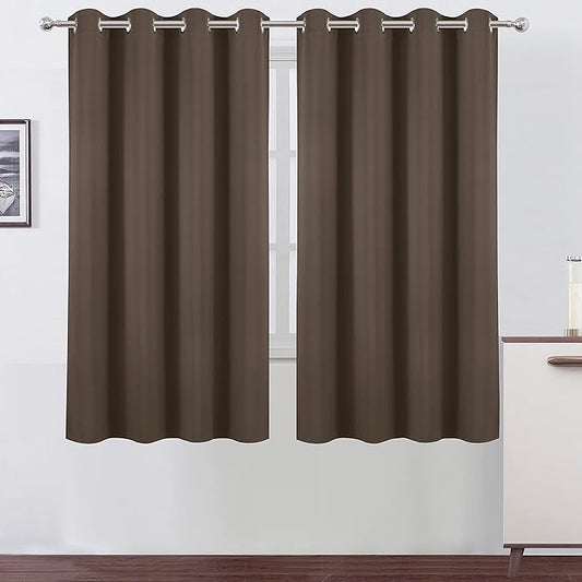 LEMOMO Chocolate Brown Blackout Curtains 52 x 63 Inch Length/Set of 2 Curtain