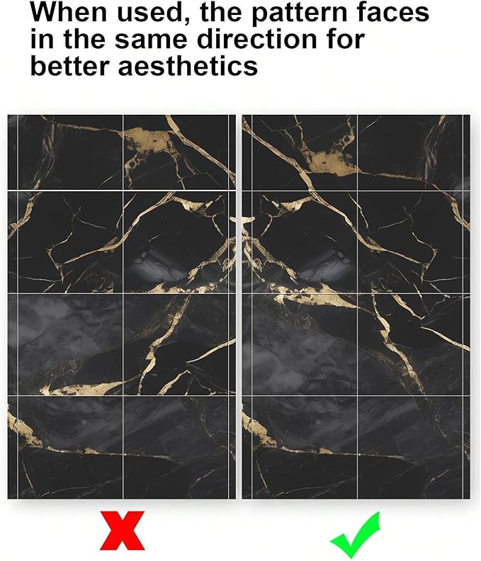 Chejiaye 10pcs Marble Peel and Stick Backsplash Waterproof Washroom Wall Panels