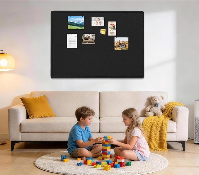 Large Bulletin Board, 48 X 36 inches Felt Board Notice Pin Board, Self-Adhesive
