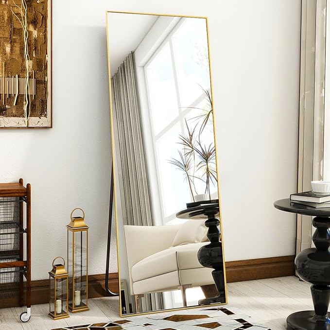 VooBang Mirror Full Length, Aluminum Alloy Frame Full Body Mirror, Standing