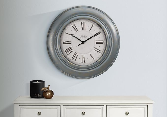 Monarch Specialties I 9028 Clocks, Large Oversized, Wall Clock, Antique Blue