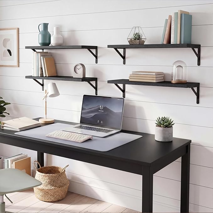 YGEOMER Floating Shelves for Wall, 23in Black Wall Shelves for Living Room