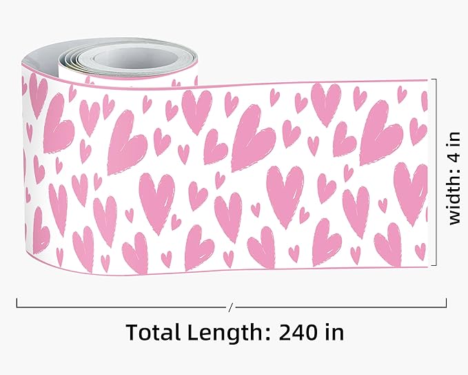 FLFK Pink Heart Wallpaper Border
