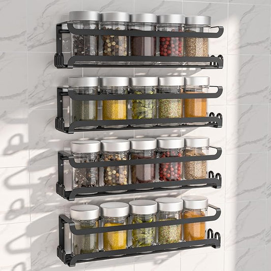 LUCYCAZ 4 Pack Wall Mounted Spice Rack