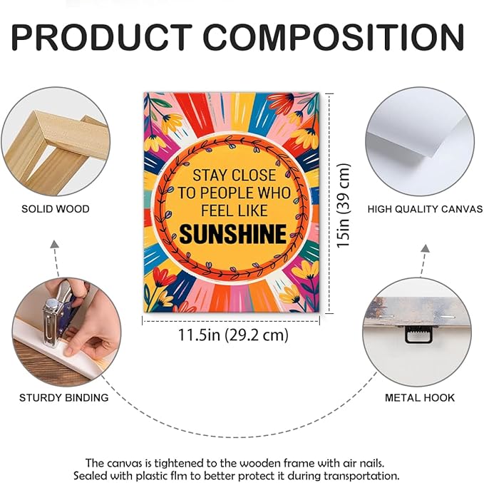 Inspirational Sunshine Wall Art Decor, Motivational Canvas Painting Pictures