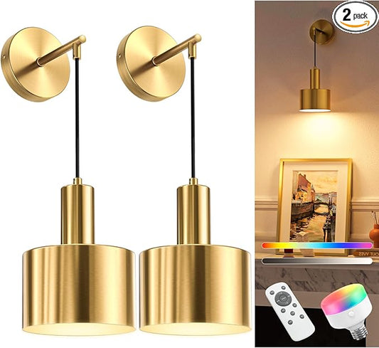 NIORSUN Battery Operated Wall Sconce Set of 2, 9 Colors Sconces Wall Decor