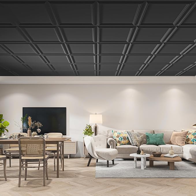 Art3d 12-Pack Drop Relief Ceiling Tiles