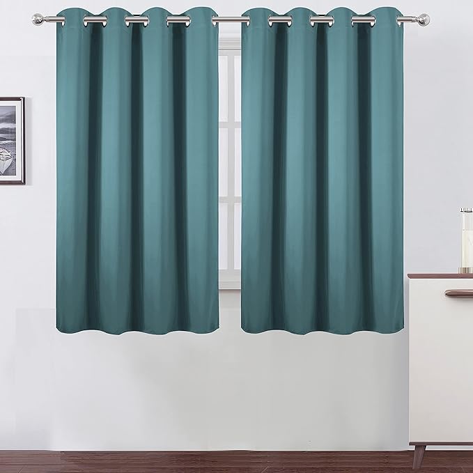 LEMOMO Sea Teal Thermal Blackout Curtains/52 x 54 Inch/Set of 2 Panels Room