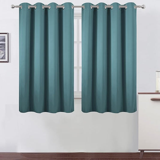 LEMOMO Sea Teal Thermal Blackout Curtains/52 x 54 Inch/Set of 2 Panels Room