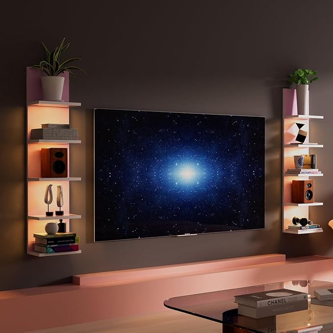 Homaterial 5 Tier Wall Shelf Unit, Modern Vertical Lack Wall Shelves