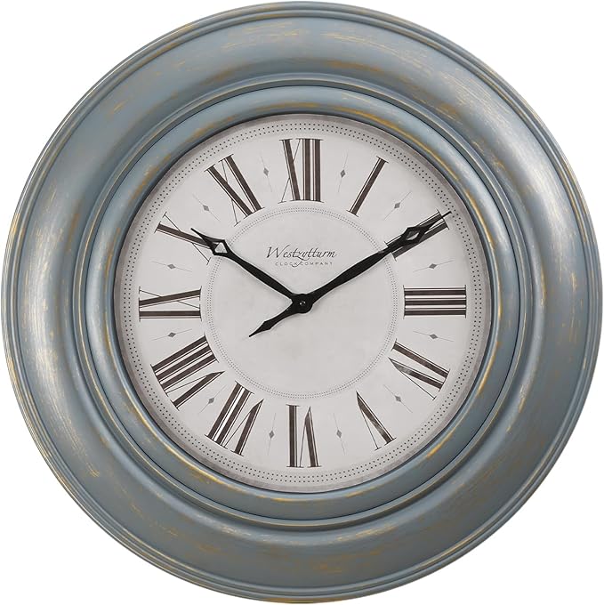 Monarch Specialties I 9028 Clocks, Large Oversized, Wall Clock, Antique Blue