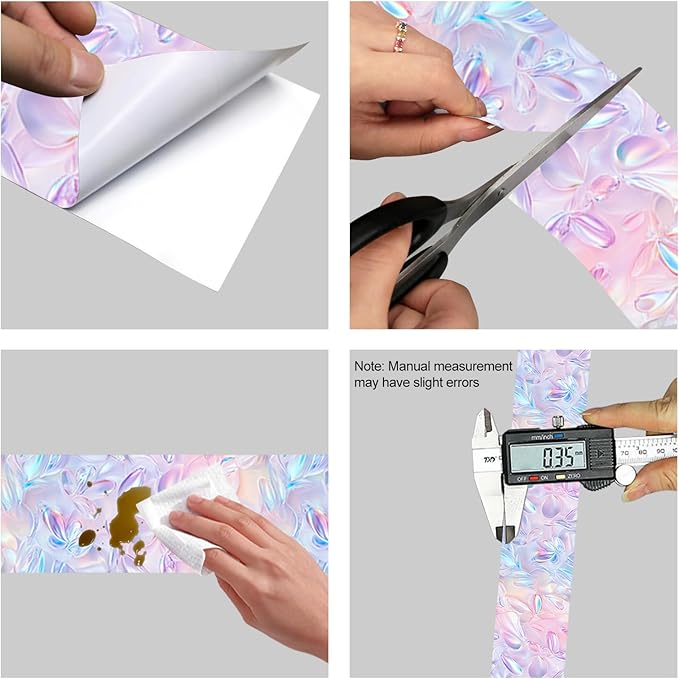 HOMETITUTE Wallpaper Border Peel and Stick Wall Border 4x196 Inch Iridescent