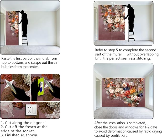 Colorful Floral Leaf Bathroom wallpeper Living Room Bedroom Pink Flower wall