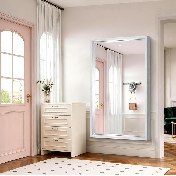 60x36 Inch Brushed Silver Bathroom Mirror, Large Rectangular Mirror