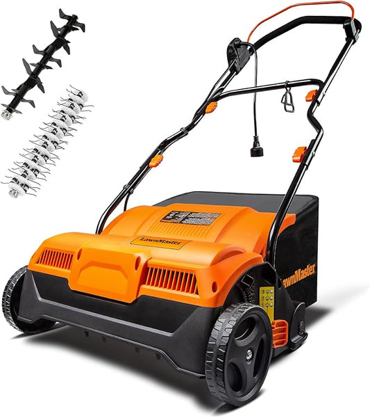 LawnMaster GVB1316 Electric 16â 13 Amp Dethatcher and Scarifier with 12 Gallon Collection Bag