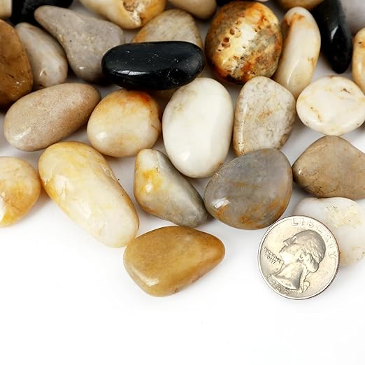 5LB 1/4-5/8Inch Polished River Rocks for Plants with Mixed Colors Decorative Natural River Stones Pebbles for Outdoor Small Stones Gravels for Home Decoration