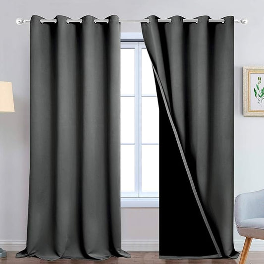 Yakamok 100% Blackout Lined Panels, Thermal Insulated Blackout Curtains