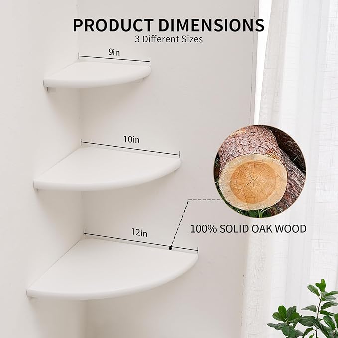 White Floating Corner Shelves, Living Room