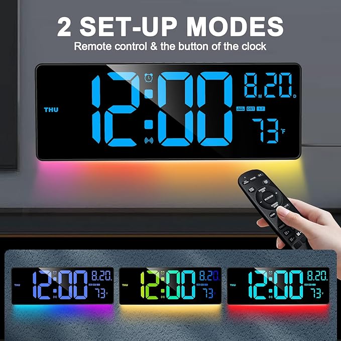 XREXS 16.3" Bluetooth Large Digital Wall Clock