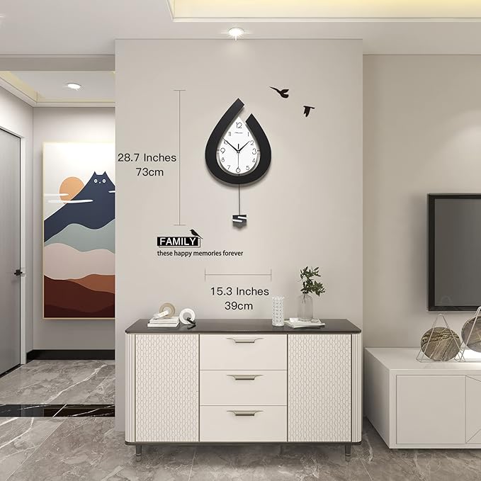 Large Wall Clock for Living Room Decor Big Pendulum Modern Wall Clock Silent