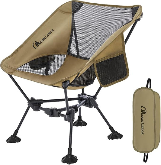 MOON LENCE Portable Camping Chairï¼Lightweight Backpacking Hiking Chairs,Compact,Foldable,with Anti-Sinking Large Feet for Beach,330 lbs Capacity (Khaki, Standard)