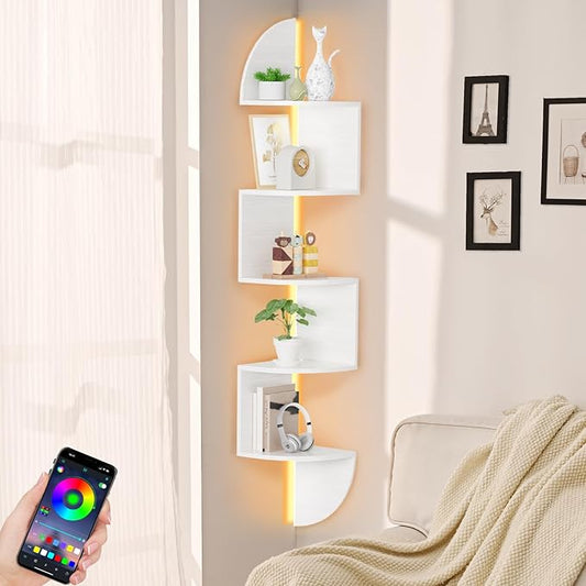 Waipfaru Corner Shelf, 5 Tier Bookshelf