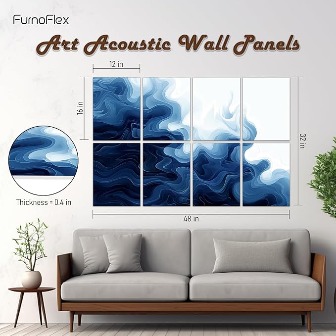 FurnoFlexArt Acoustic Panels Tiles Decorative Room Sound Proof Foam Absorbing
