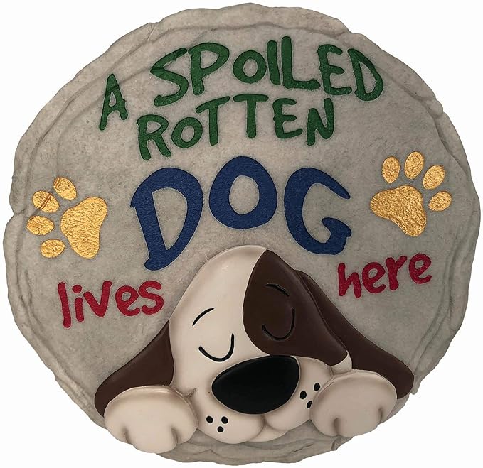 Spoontiques - Garden Décor - Spoiled Rotten Dog Stepping Stone - Decorative Stone for Garden (Pack of 10)