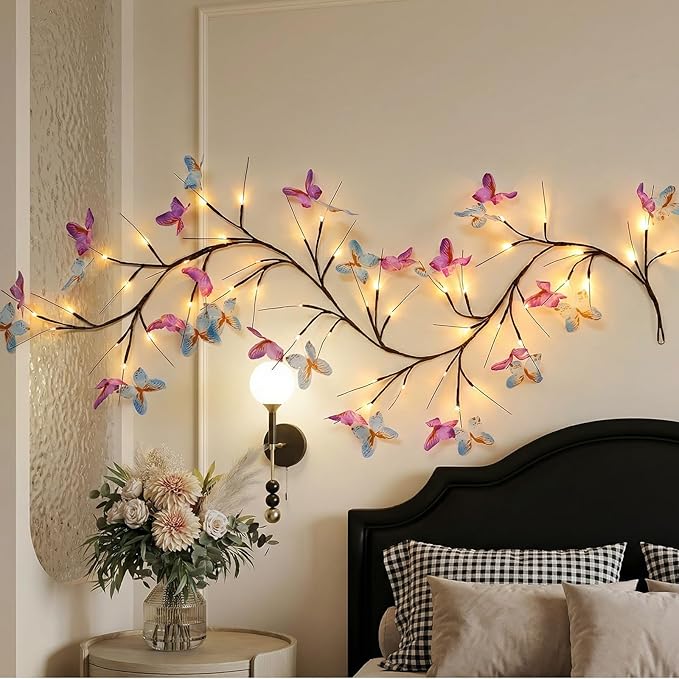 Willow Vine Light with Butterfly 48LED 5.9FT Enchanted Wall Decoration Vine