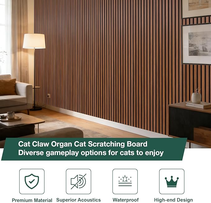 Yuzzy 4 Pack Wood Panels for Wall, 94.5" x 11" Acoustic Wood Slat Wall Panel
