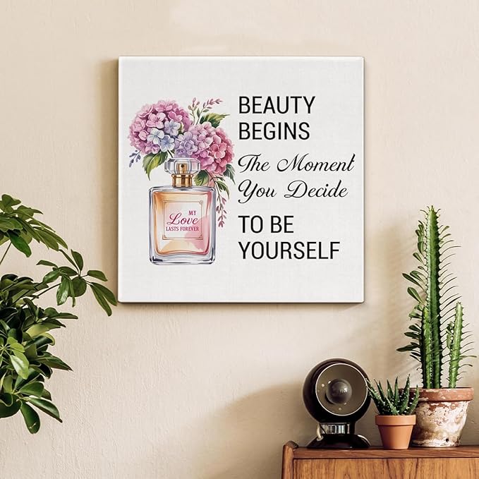 Inspirational Pink Flower Wall Art Decor