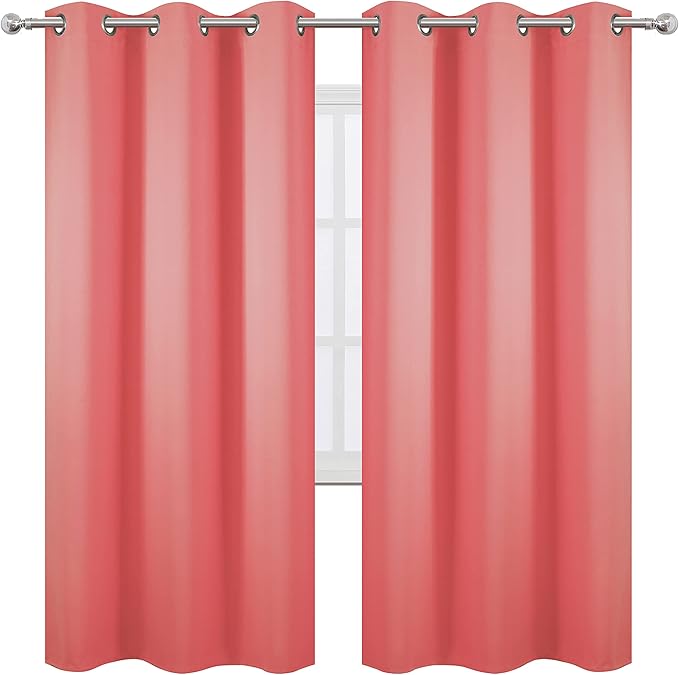 LEMOMO Coral Thermal Blackout Curtains/42 x 72 Inch/Set of 2 Panels Room