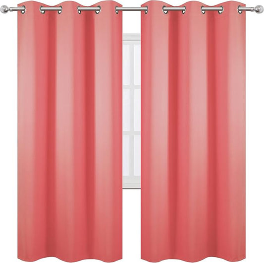 LEMOMO Coral Thermal Blackout Curtains/42 x 72 Inch/Set of 2 Panels Room