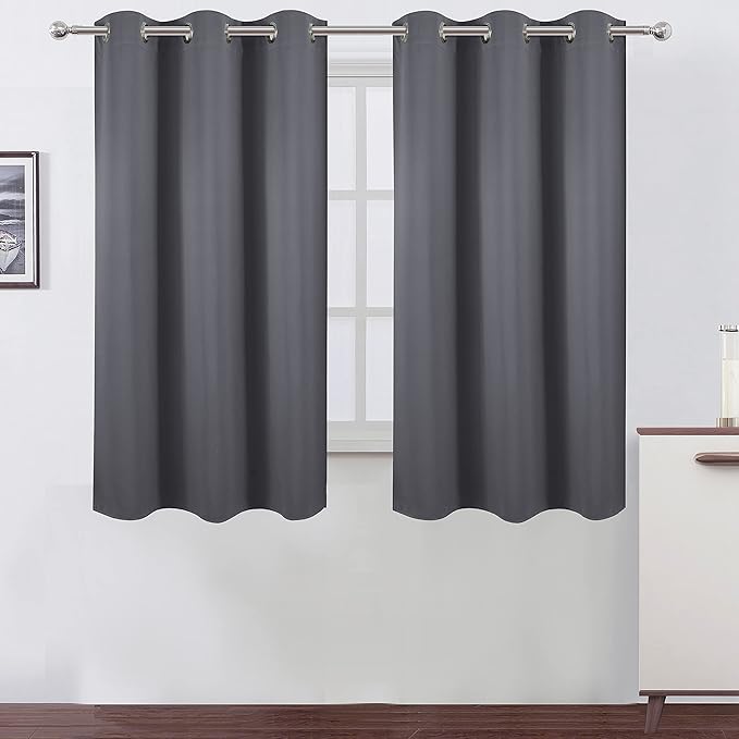 LEMOMO Grey Blackout Curtains for Bedroom Room Darkening Curtains/38 x 54 Inch