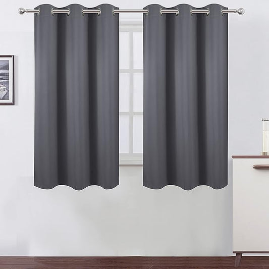 LEMOMO Grey Blackout Curtains for Bedroom Room Darkening Curtains/38 x 54 Inch