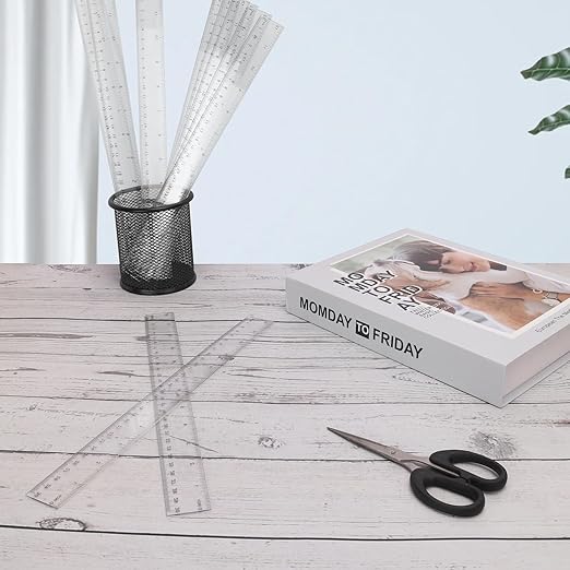 200 Pack 12 Inch Plastic Rulers Bulk, Clear Plastic Ruler, Transparent Ruler with Dual-Scale Measurement, Easy to Store, for Home, Office, Practical Use by KUKLIPJIM