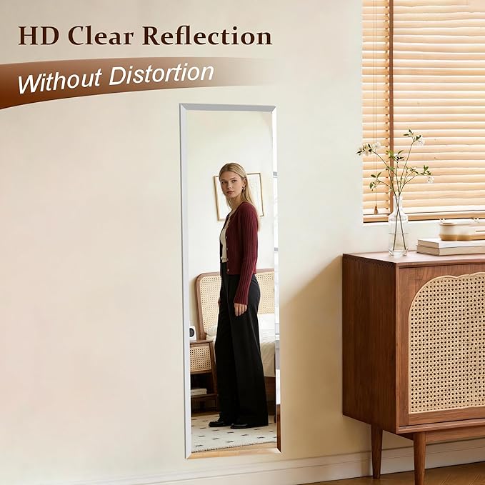 Frameless Mirror Full Length 56”x21”| Wall Mount Mirror Full Length Beveled