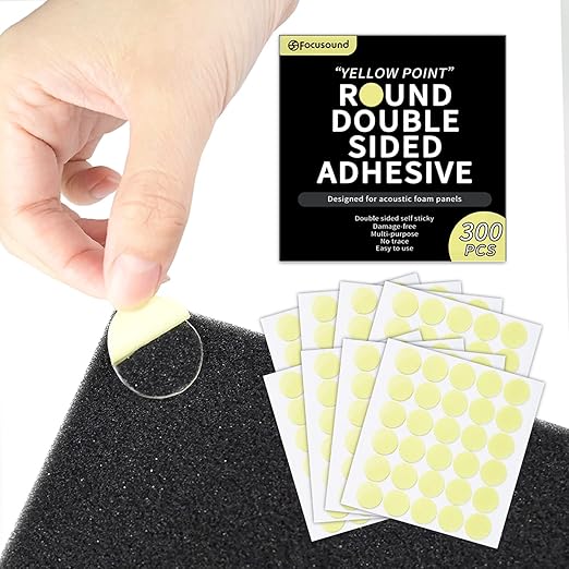 Focusound 300 Pack Yellow Point Double-Sided Adhesive Dots