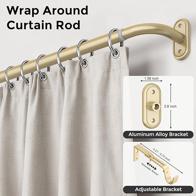 2 Pack Curtain Rods 36-88 Inch, 1 Inch Adjustable Heavy Duty Room Darkening
