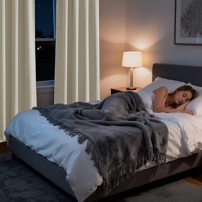 RYB HOME Bedroom Blackout Curtains 63 inches Long, 100% Blackout Thermal