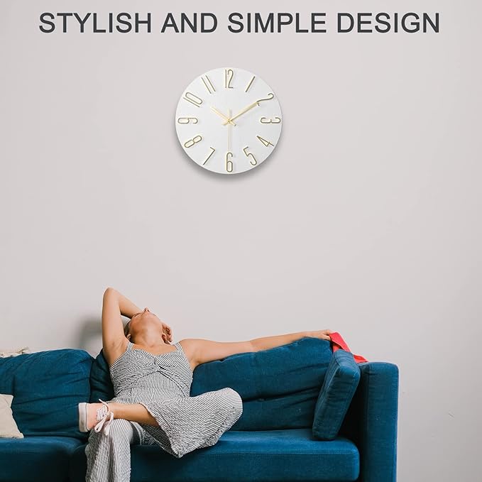 Wall Clock, Silent Clock, Wall Clocks Battery Operated， 12 inch Modern Wall