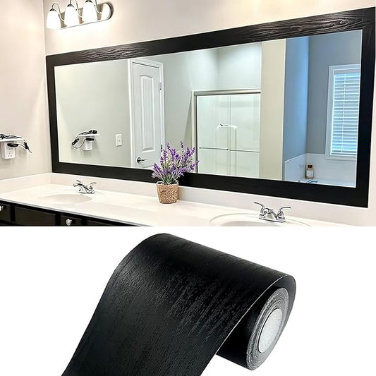 Teemall 10M Black Wood Grain Removable PVC Waterproof Border Wall Decor