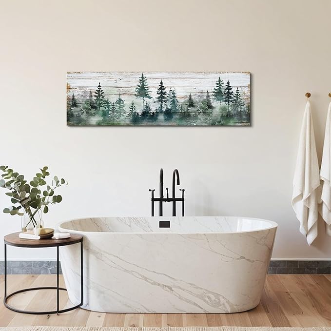 Farmhouse Pine Tree Wall Art Forest Picture Wall Decor Rustic Wood Mountain