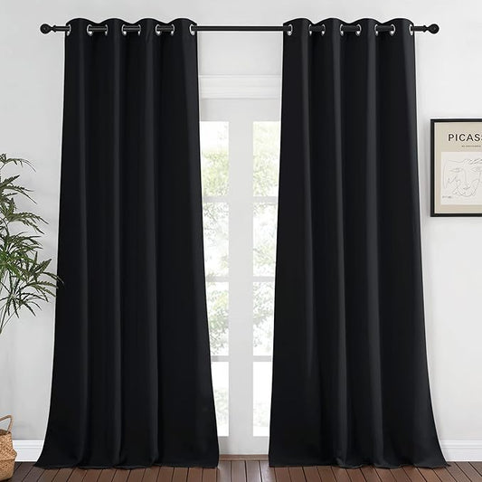NICETOWN Black Out Curtain for Bedroom 102 inches Long, Grommet Thermal