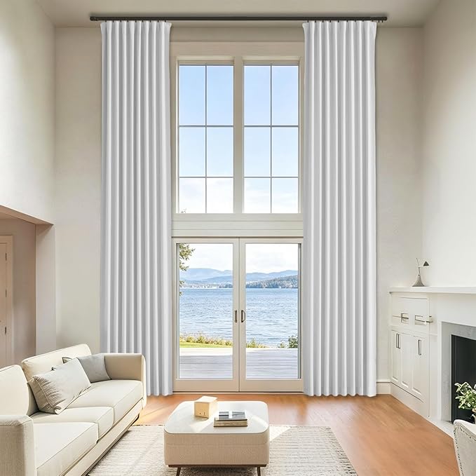 Greyish White Sun Light Blocking Curtains