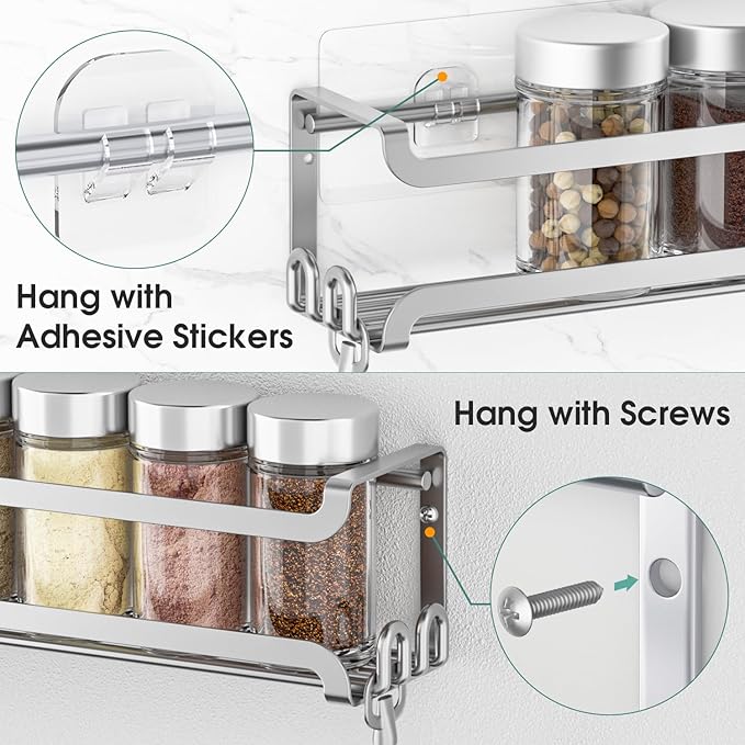 LUCYCAZ 2 Pack Wall Mounted Spice Rack