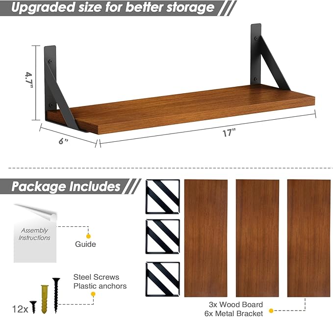 Forbena Walnut Brown Wall Bookshelf